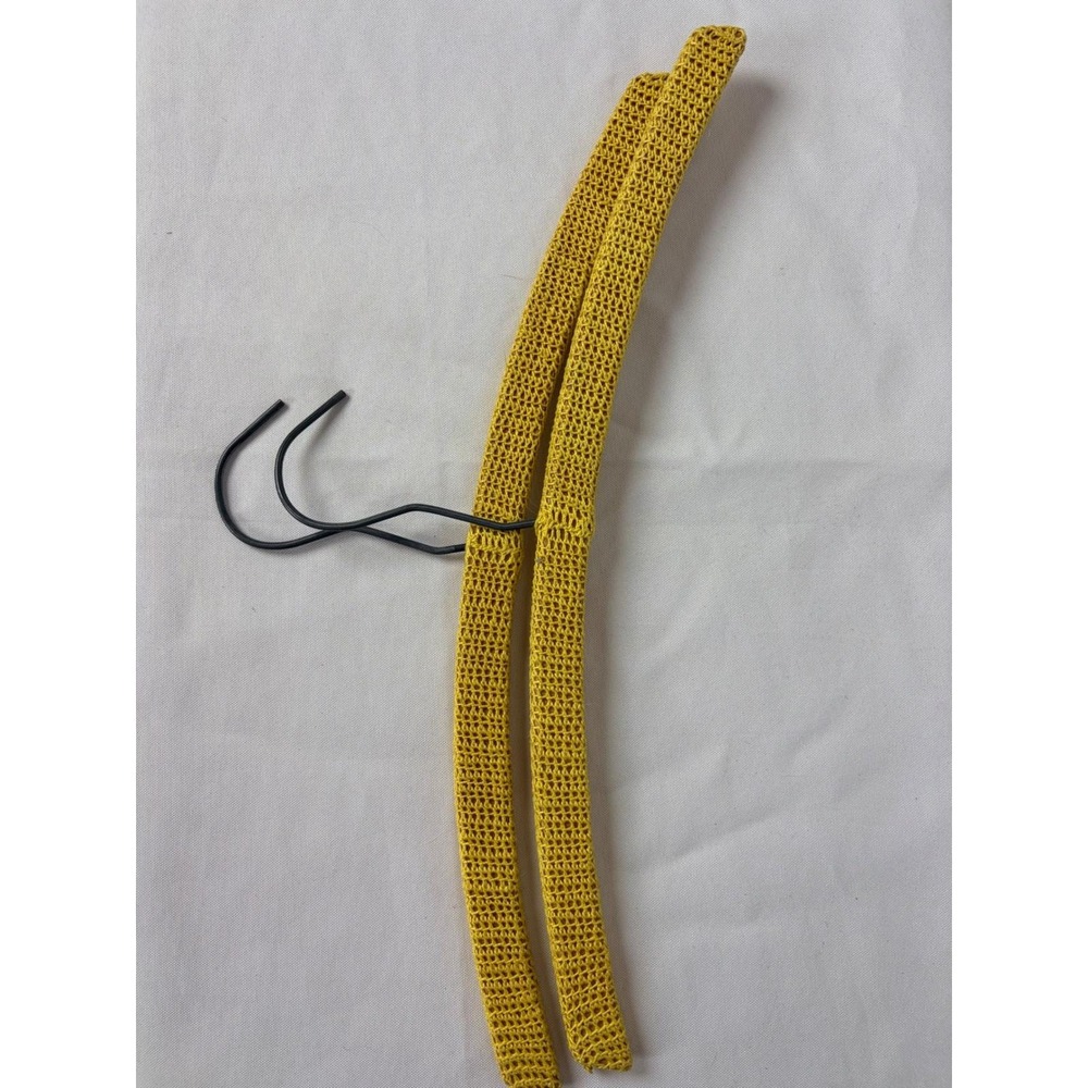 Vintage Mustard Yellow Crochet Covered Clothes Hangers Set of 2 Retro Handmade - Picture 7 of 9